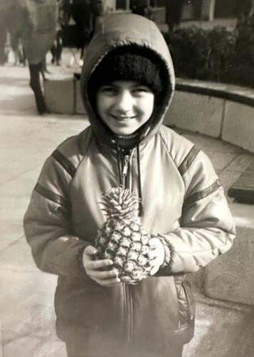1981-February-in-Berlin-holding-a-fresh-pineapple-for-the-very-first-time