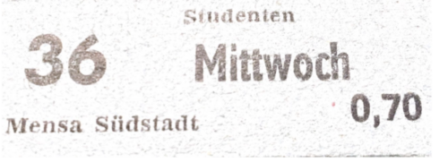 Mensa or Cafeteria ticket for Rostock in 1985