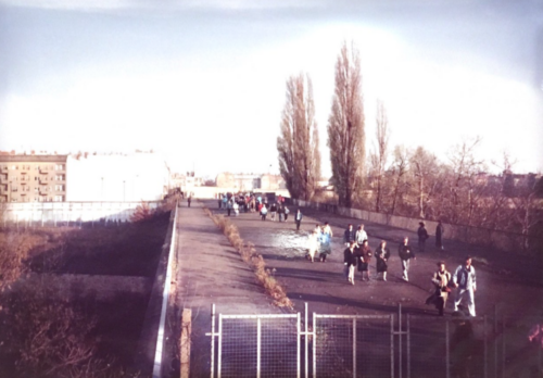 East Germans crossing November 10, 1989 near Behmstrasse 