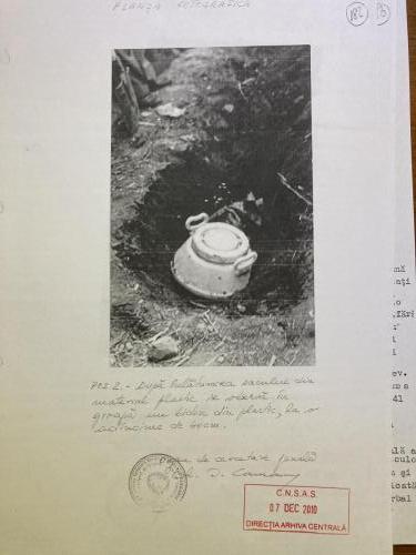 Secret police files - showing where the typewriter was buried.