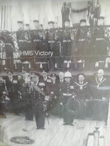Ron holding wreath HMS Victory