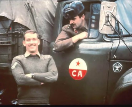 Simon with Soviet truck driver 