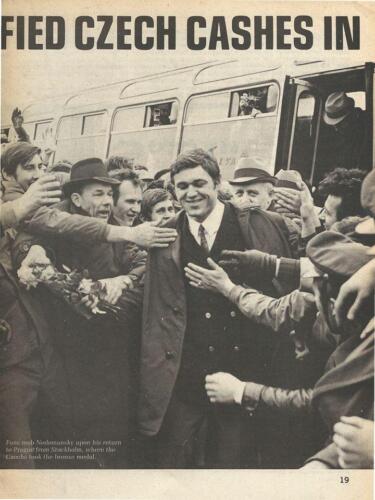 Returning to Prague after the 1969 victories over the Soviet Union.