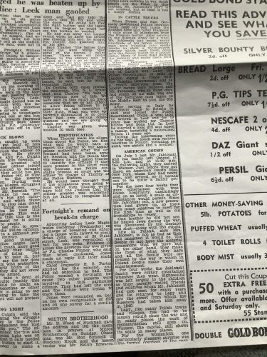 Local newspaper article about the family's return to Poland