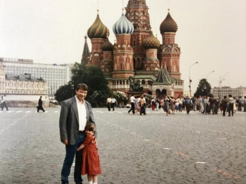 John & Charlotte Philby in Red Square Moscow  Copyright: Charlotte Philby