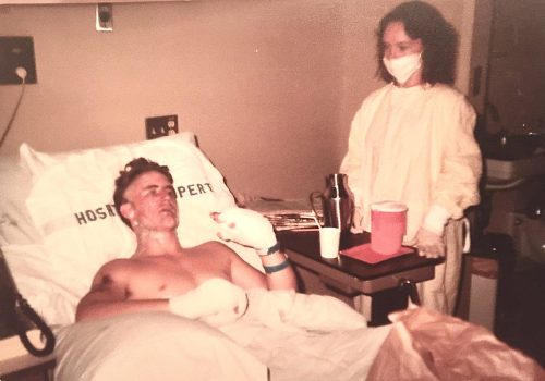 Greg and his wife in hospital 